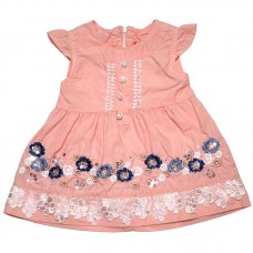 Платье хлопковое персиковое, с вышивкой_для девочки 